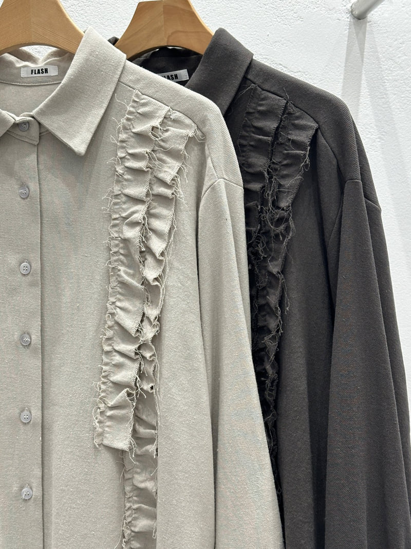 Flash - Korean Women Fashion - #vintageinspired - Love Dusty Frill Shirt - 2