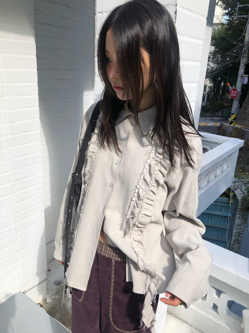 Flash - Korean Women Fashion - #vintagekidsstyle - Love Dusty Frill Shirt - 3