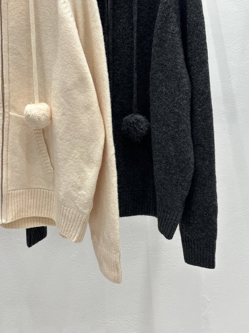 Flash - Korean Women Fashion - #womensfashion - Pom Pom Hood Zip-up - 2