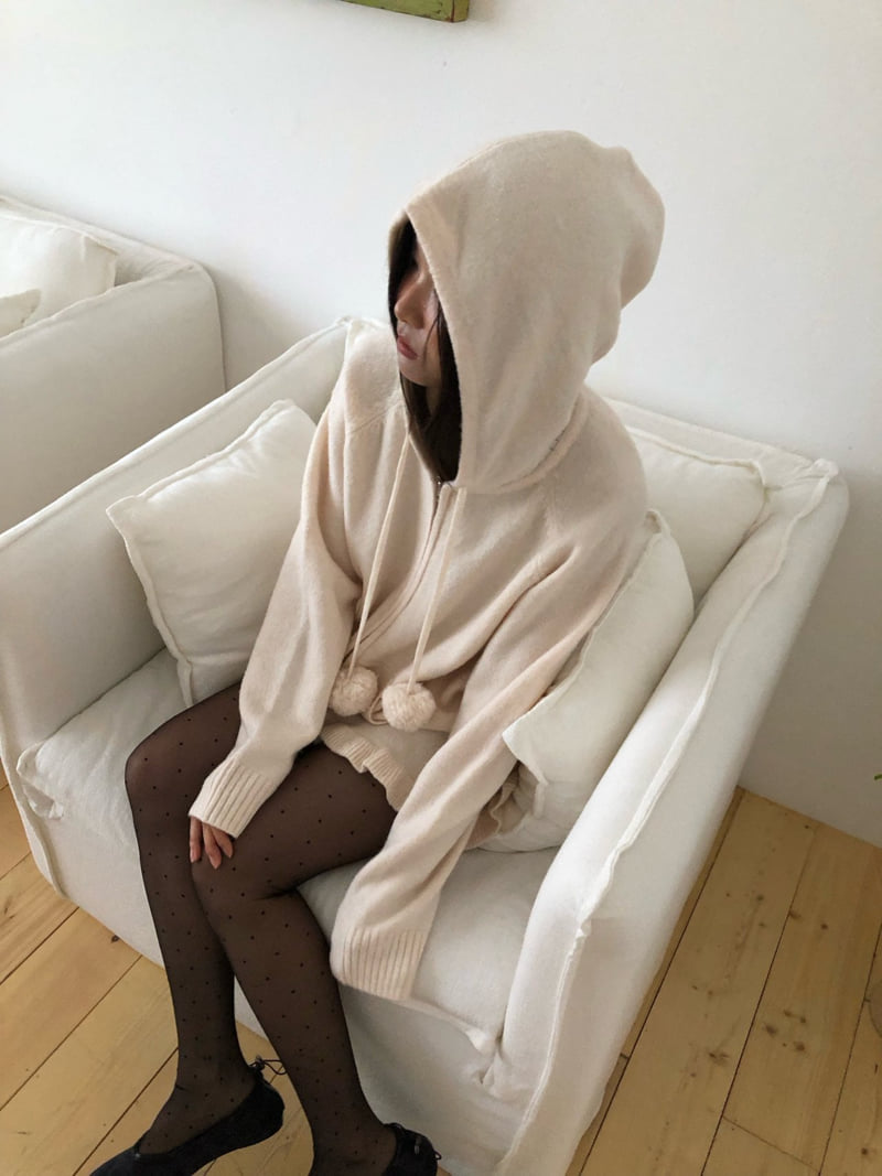 Flash - Korean Women Fashion - #womensfashion - Pom Pom Hood Zip-up - 6