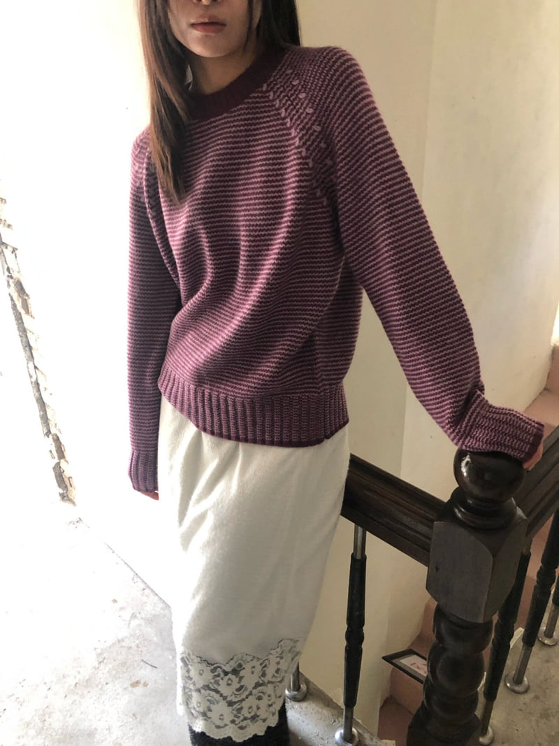 Flash - Korean Women Fashion - #momslook - Cover Stripe Knit - 4