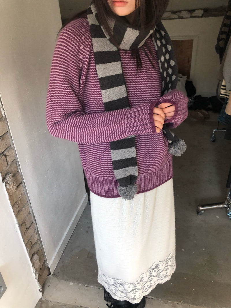 Flash - Korean Women Fashion - #womensfashion - Cover Stripe Knit - 8