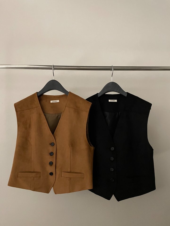 Flatgarden - Korean Women Fashion - #womensfashion - Suede Vest Wrap Skirt Set - 4