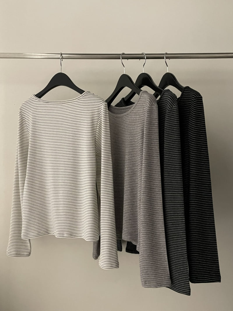 Flatgarden - Korean Women Fashion - #thatsdarling - Snow Stripe Tee - 2