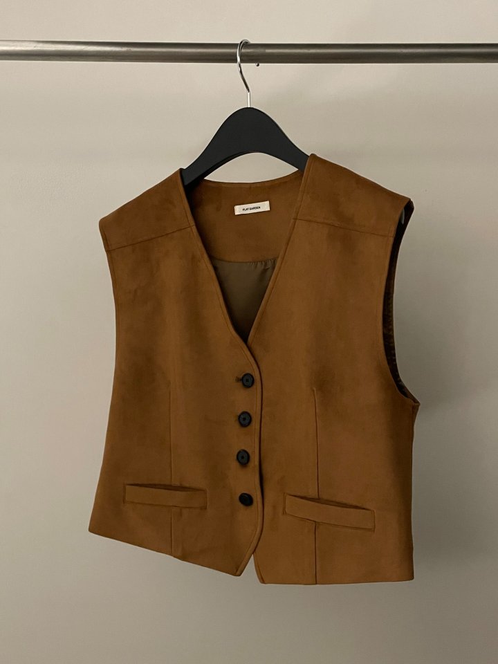 Flatgarden - Korean Women Fashion - #womensfashion - Suede Vest Wrap Skirt Set - 5