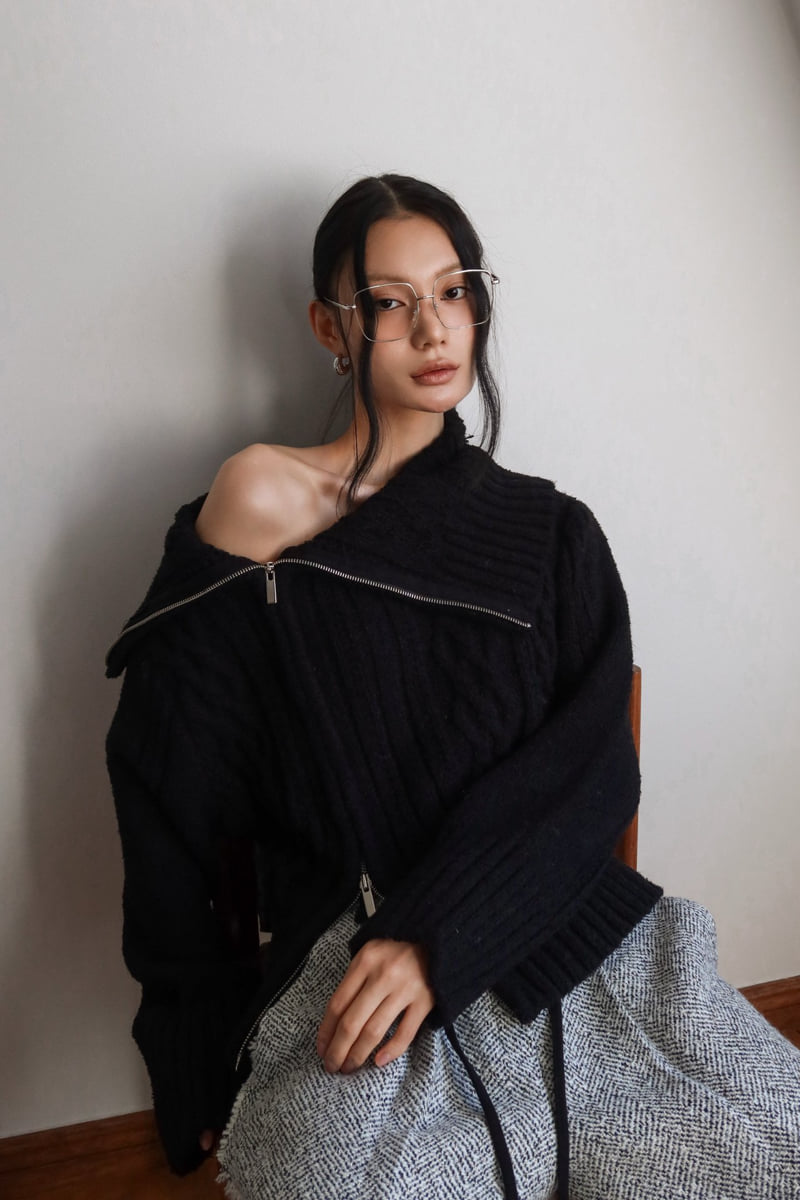 Foundation - Korean Women Fashion - #momslook - Poet Zip-Up Knit - 10