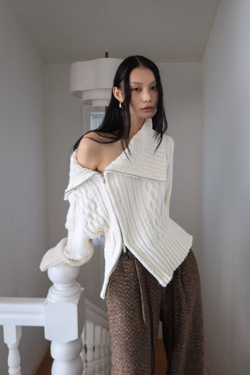 Foundation - Korean Women Fashion - #momslook - Poet Zip-Up Knit - 12
