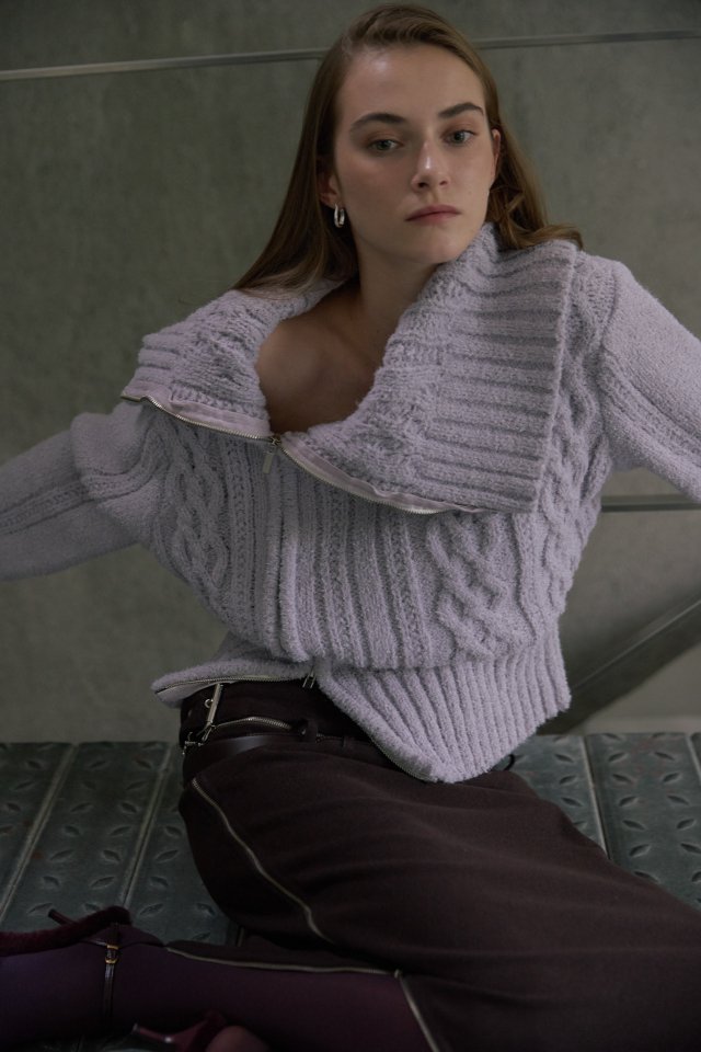 Foundation - Korean Women Fashion - #momslook - Poet Zip-Up Knit - 2