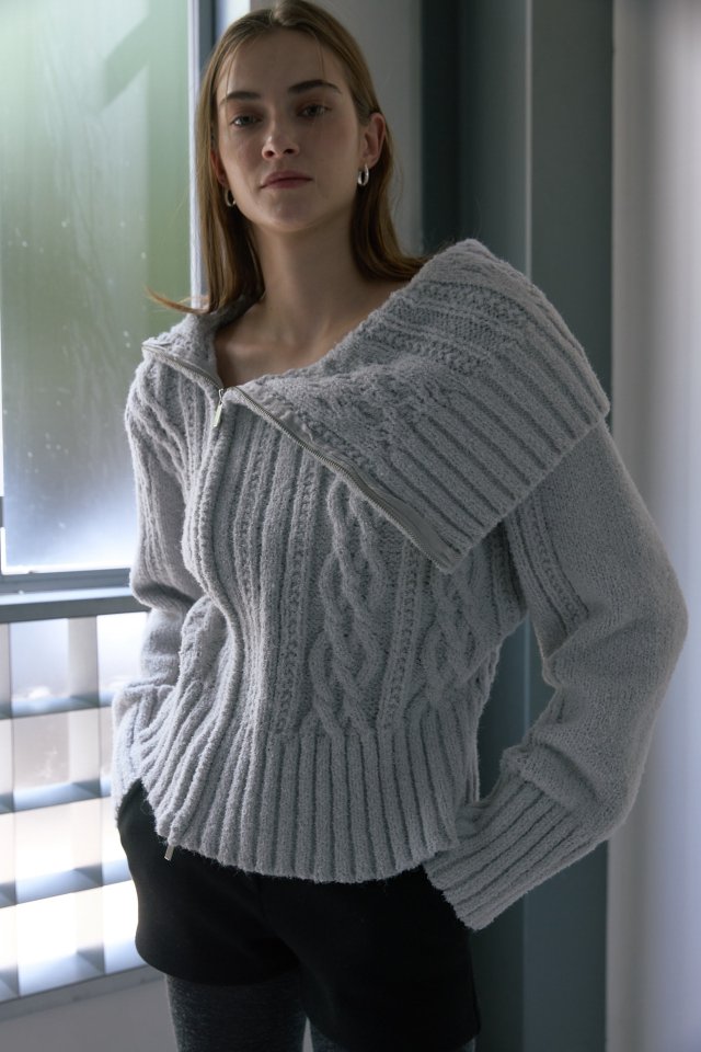 Foundation - Korean Women Fashion - #momslook - Poet Zip-Up Knit - 6
