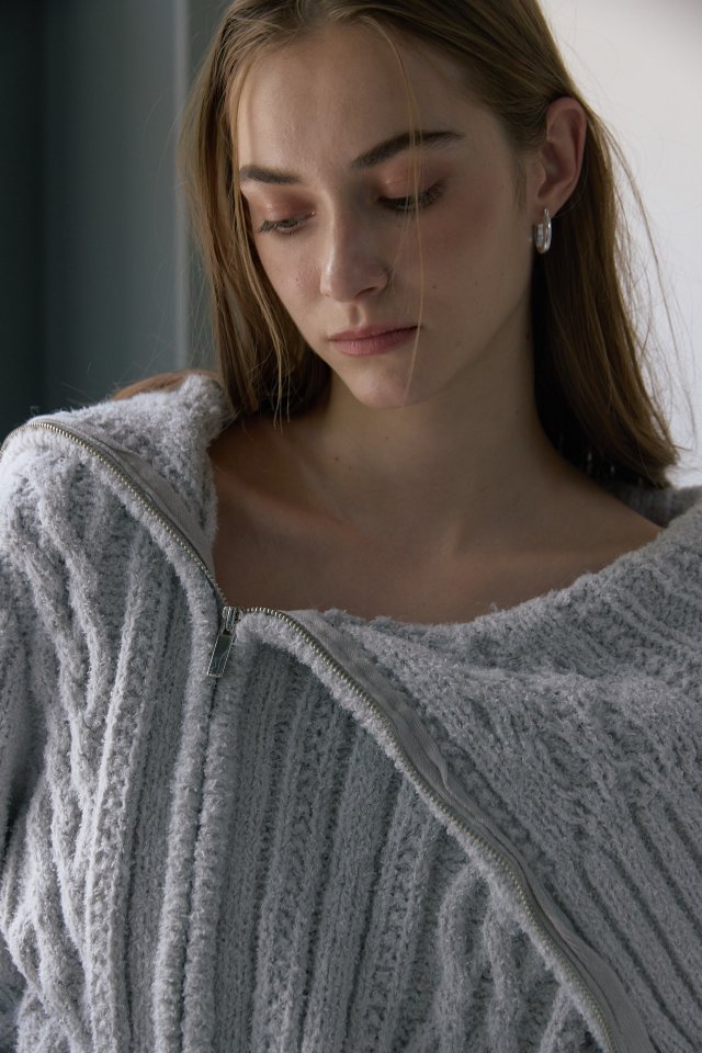 Foundation - Korean Women Fashion - #momslook - Poet Zip-Up Knit - 8
