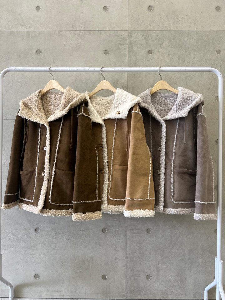 Foundation - Korean Women Fashion - #momslook - Fobiz Hooded Reversible Shearling Coat