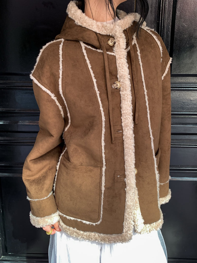 Foundation - Korean Women Fashion - #momslook - Fobiz Hooded Reversible Shearling Coat - 9