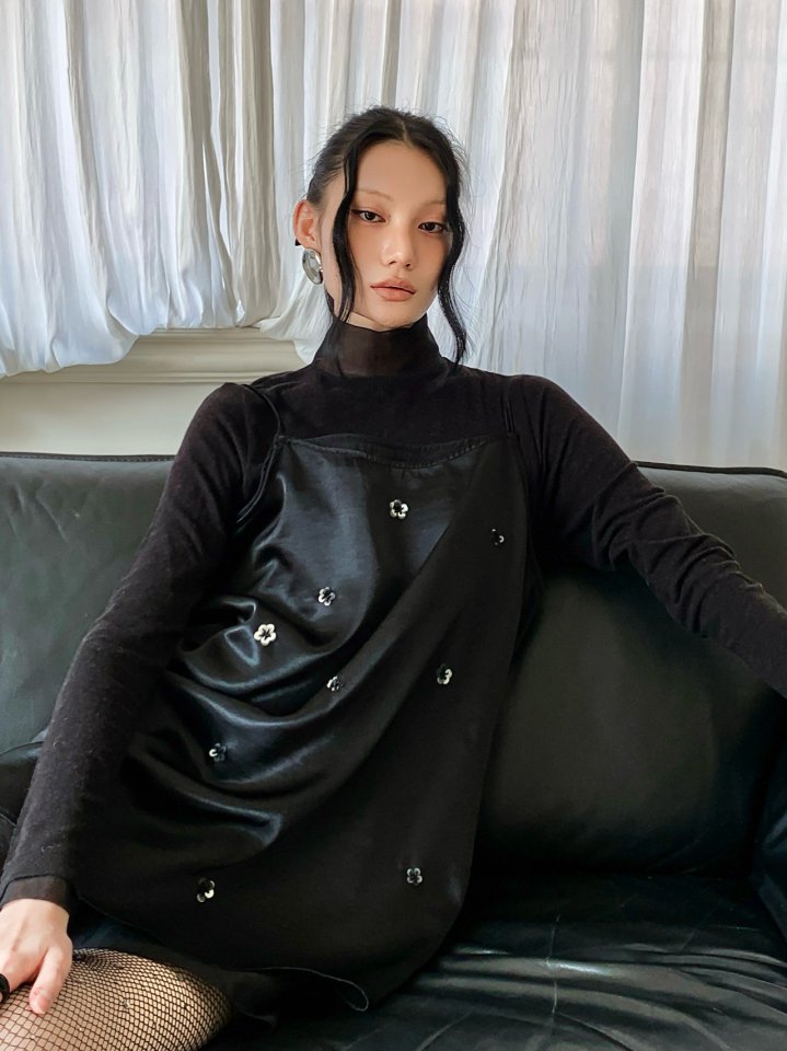 Foundation - Korean Women Fashion - #momslook - Chuer Mesh Organza Turtleneck Tee - 10