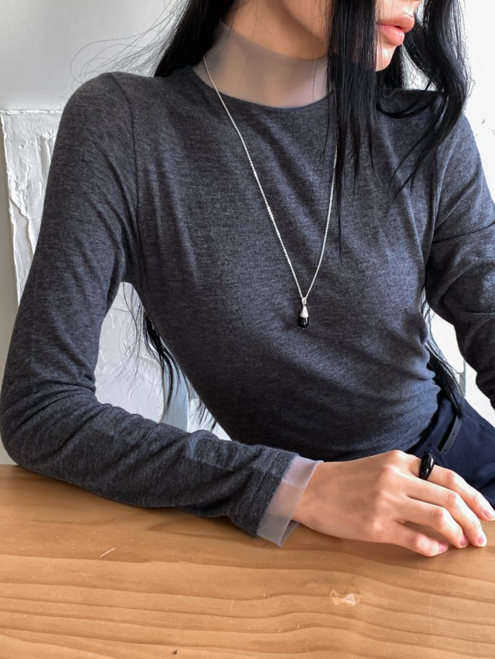 Foundation - Korean Women Fashion - #momslook - Chuer Mesh Organza Turtleneck Tee - 6