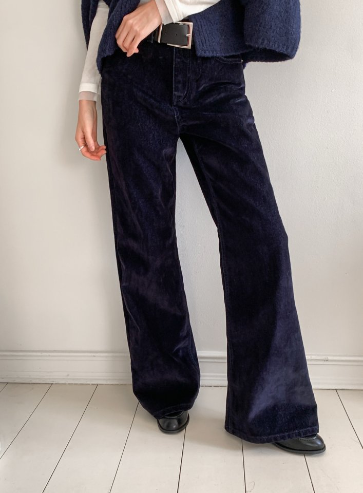 Foundation - Korean Women Fashion - #pursuepretty - Velvet Denim Pants - 5