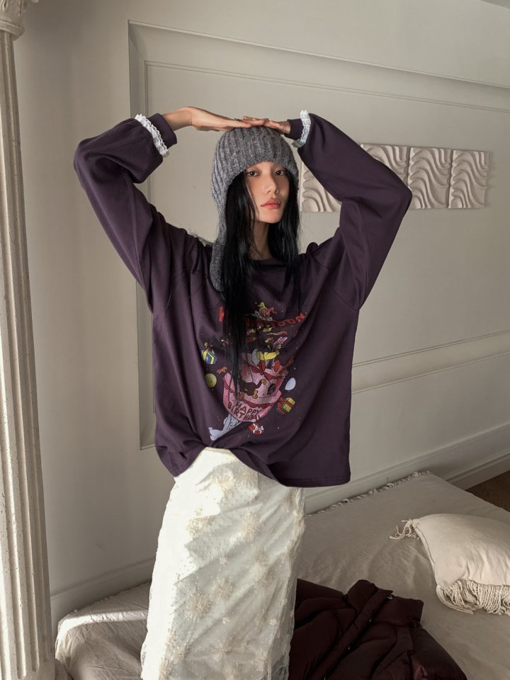 Foundation - Korean Women Fashion - #romanticstyle - Verse Print Fleece Tee - 3