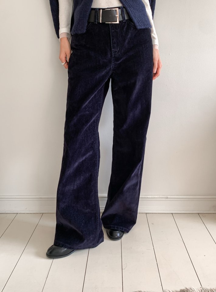 Foundation - Korean Women Fashion - #vintageinspired - Velvet Denim Pants - 3