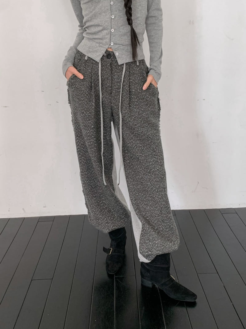 Foundation - Korean Women Fashion - #womensfashion - Block Tweed Pants - 12