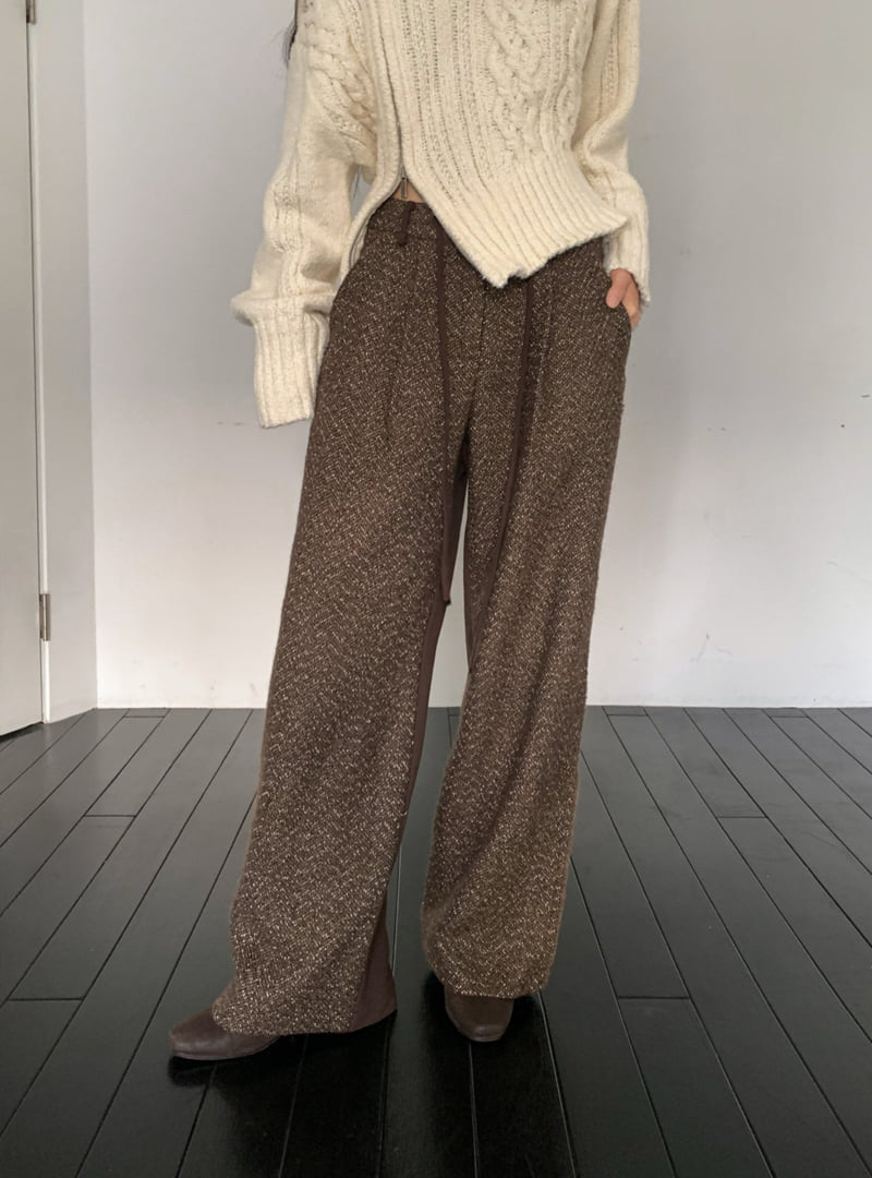 Foundation - Korean Women Fashion - #womensfashion - Block Tweed Pants - 8