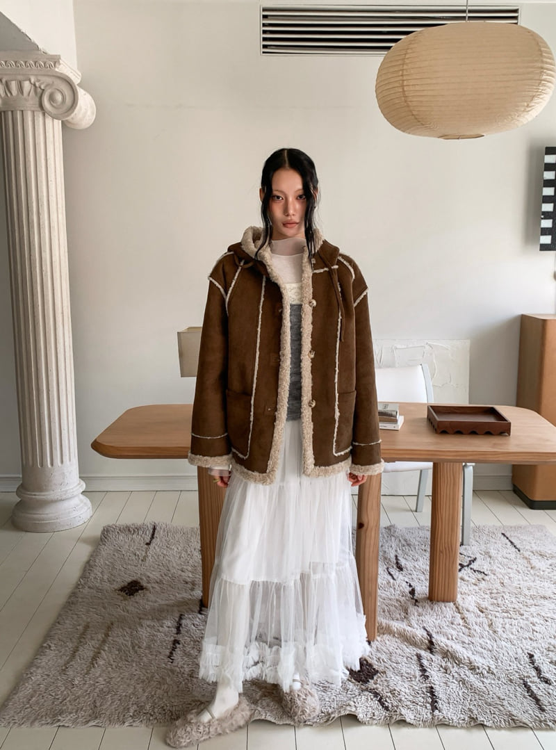 Foundation - Korean Women Fashion - #womensfashion - Fobiz Hooded Reversible Shearling Coat - 12