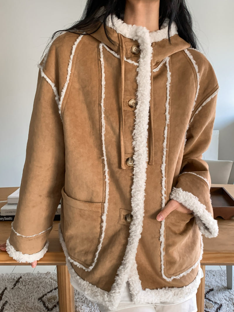 Foundation - Korean Women Fashion - #womensfashion - Fobiz Hooded Reversible Shearling Coat - 8