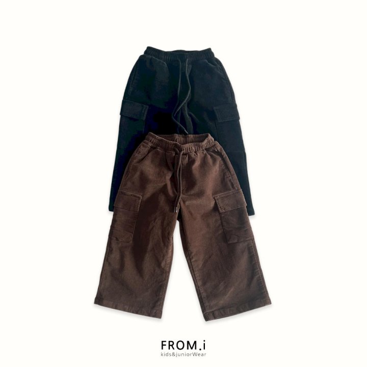 From I - Korean Children Fashion - #todddlerfashion - Velvet Cargo Pants - 2