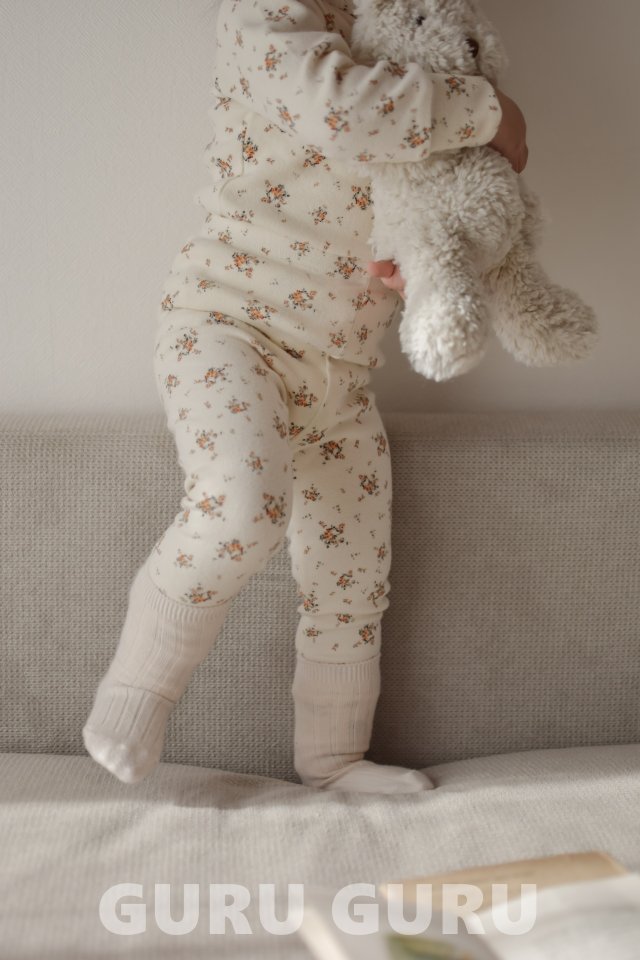 Guru Guru - Korean Baby Fashion - #babyfashion - Floral Easywear Set - 11