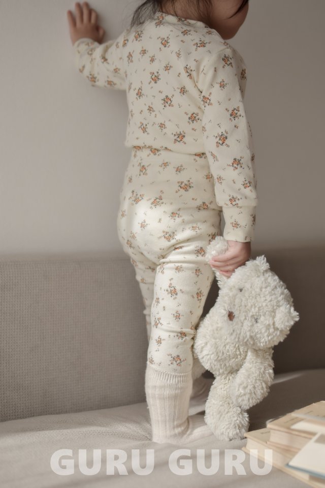 Guru Guru - Korean Baby Fashion - #babyfever - Floral Easywear Set - 12
