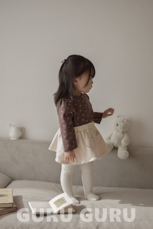 Guru Guru - Korean Baby Fashion - #babylifestyle - Ribbon Puff Tee - 12