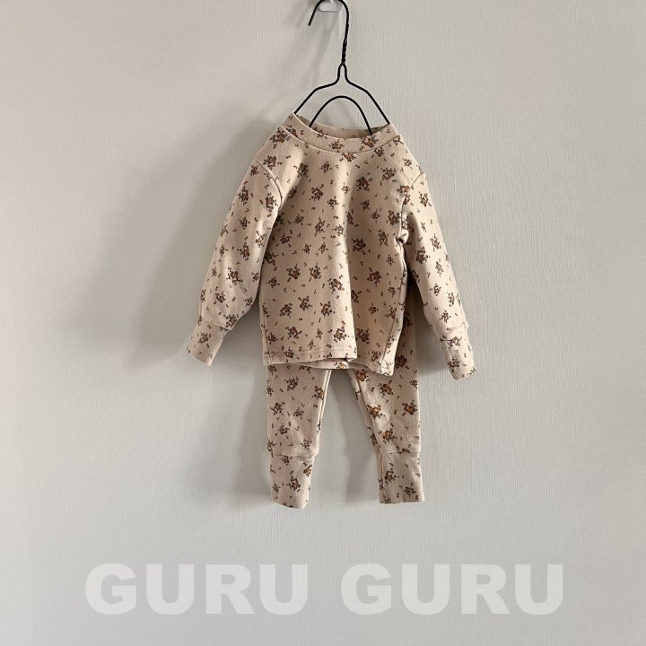 Guru Guru - Korean Baby Fashion - #babyoutfit - Floral Easywear Set - 2