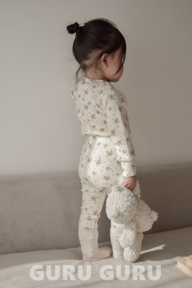 Guru Guru - Korean Baby Fashion - #onlinebabyboutique - Floral Easywear Set - 5