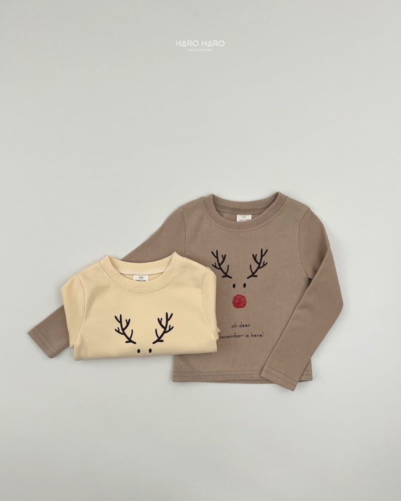 Haro Haro - Korean Children Fashion - #kidsstore - Rudolph Slim Fleece Tee - 8