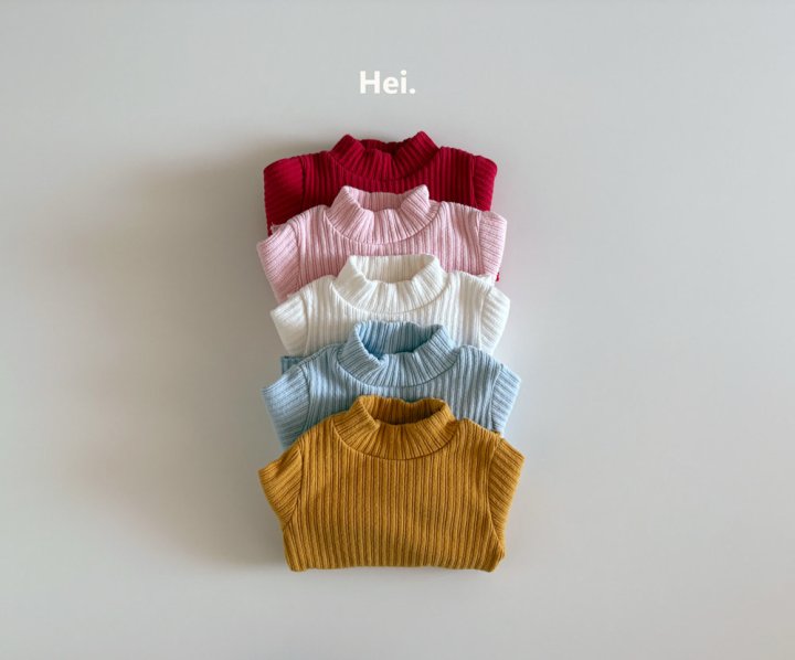 Hei - Korean Children Fashion - #discoveringself - Rib Half Turtleneck Tee