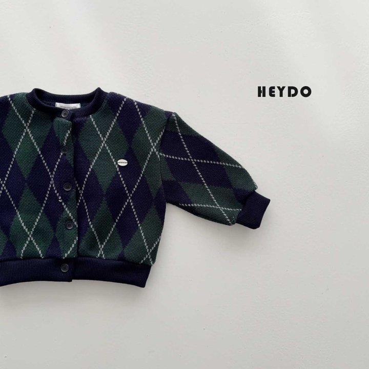 Heydo - Korean Children Fashion - #stylishchildhood - Argyle Knit Cardigan - 4