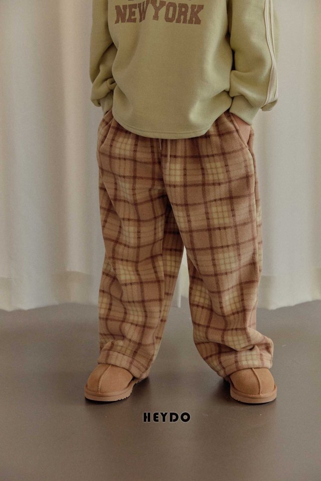 Heydo - Korean Children Fashion - #kidsshorts - Check Fleece Pants - 8
