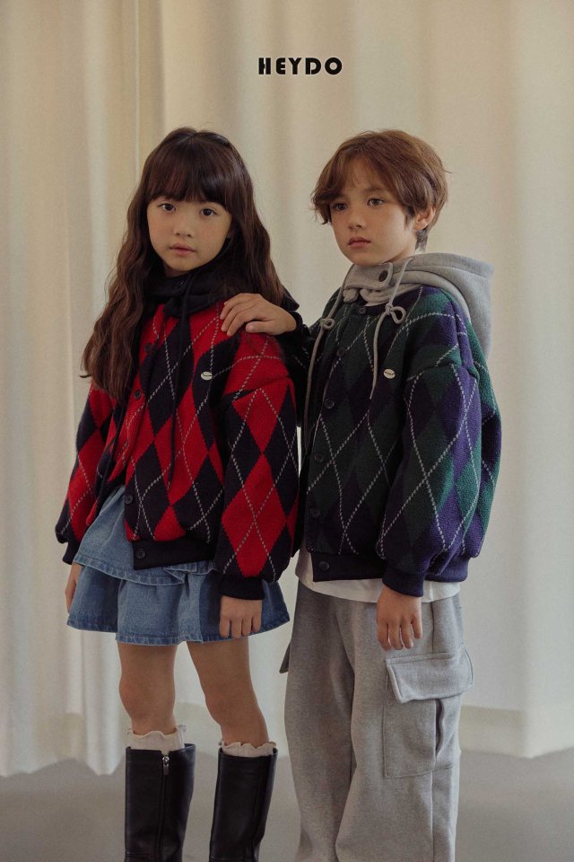 Heydo - Korean Children Fashion - #kidzfashiontrend - Argyle Knit Cardigan - 11