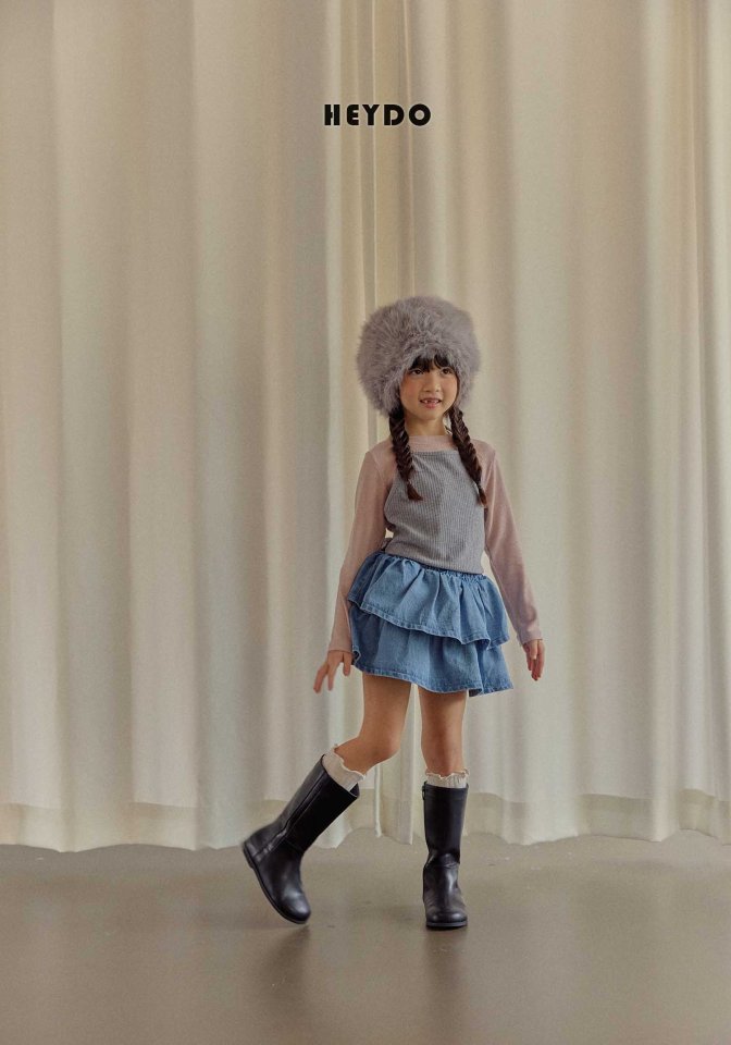 Heydo - Korean Children Fashion - #todddlerfashion - Winter Denim Tiered Skirt - 9