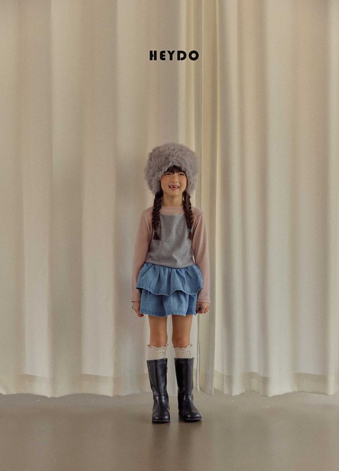 Heydo - Korean Children Fashion - #toddlerclothing - Winter Denim Tiered Skirt - 10