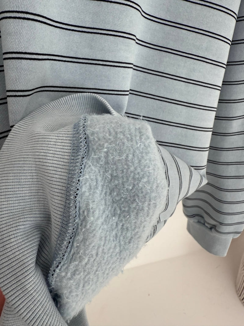 Hiyann - Korean Women Fashion - #womensfashion - Pigment Stripe Fleece Sweatshirt - 4