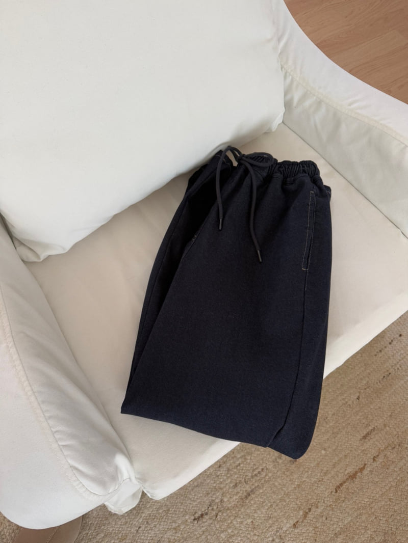Hiyann - Korean Women Fashion - #vintageinspired - Fleece Wide Banding Denim Pants - 6