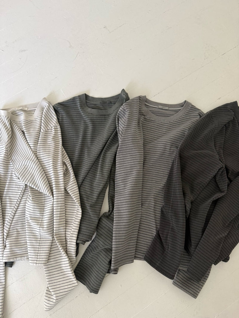 Hiyann - Korean Women Fashion - #womensfashion - Pigment Stripe Tee - 10