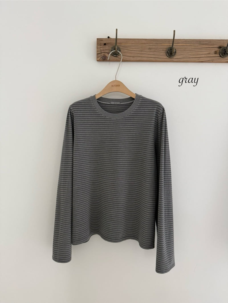 Hiyann - Korean Women Fashion - #momslook - Pigment Stripe Tee - 4