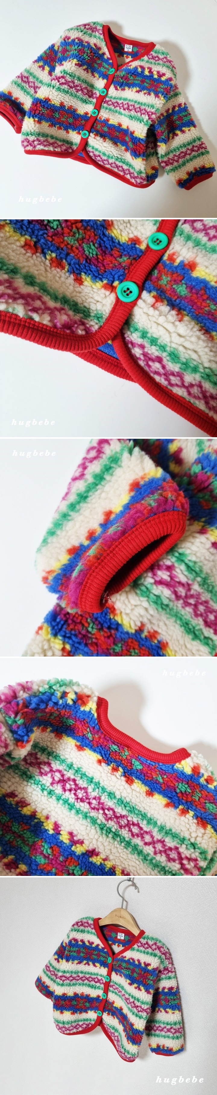 Hug Bebe - Korean Children Fashion - #childofig - Fuzzy Rainbow Jacket