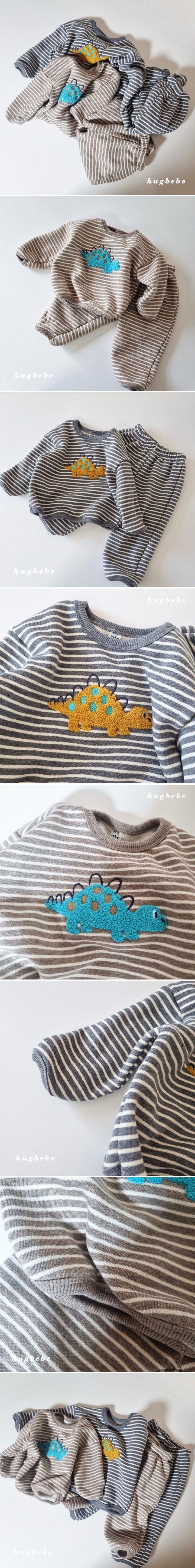 Hug Bebe - Korean Children Fashion - #designkidswear - Washed Stegosaurus Fleece Set
