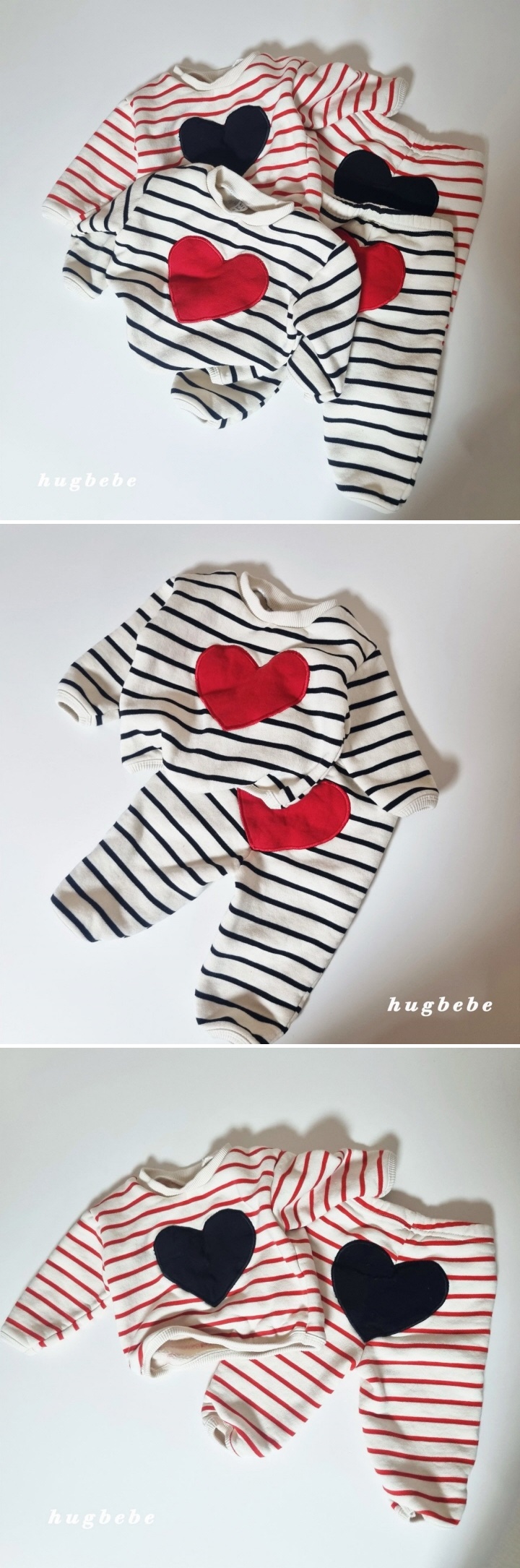Hug Bebe - Korean Children Fashion - #discoveringself - Washed Big Heart Fleece Set