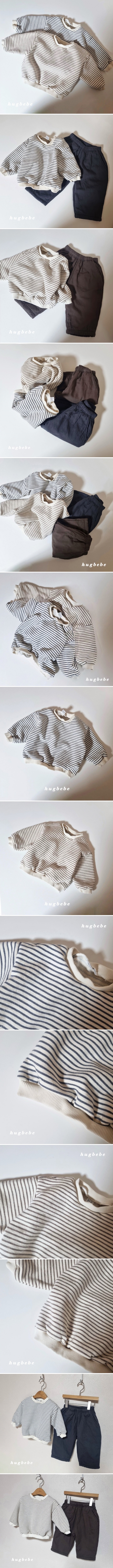 Hug Bebe - Korean Children Fashion - #discoveringself - Washed Stripe Fleece Sweatshirt