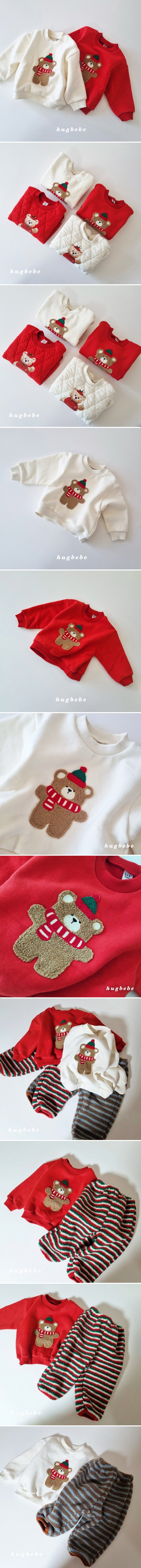 Hug Bebe - Korean Children Fashion - #fashionkids - Washed Merry Bear Fleece Sweatshirt