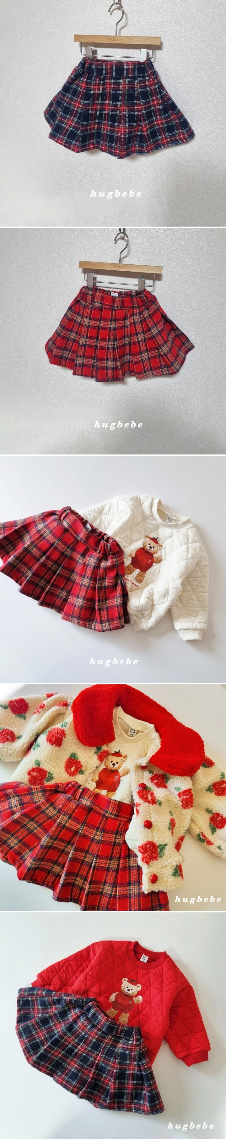 Hug Bebe - Korean Children Fashion - #kidsstore - Check Wool Pleats Skirt