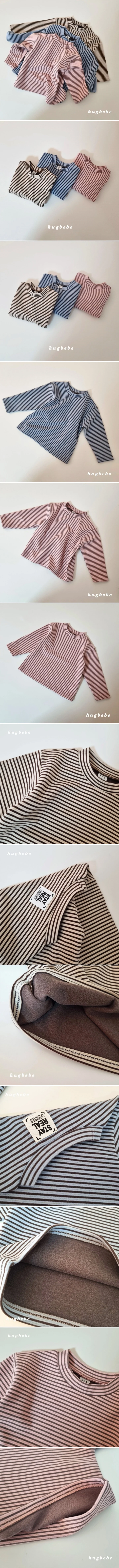 Hug Bebe - Korean Children Fashion - #kidsstore - Essential Stripe Fleece Span Tee