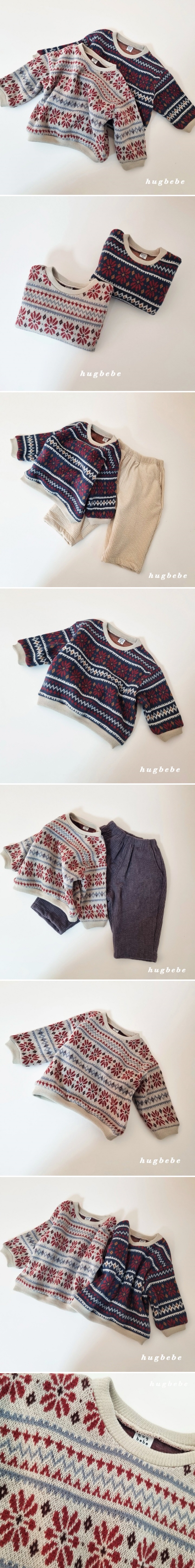 Hug Bebe - Korean Children Fashion - #magicofchildhood - Snowflake Knit Sweatshirt